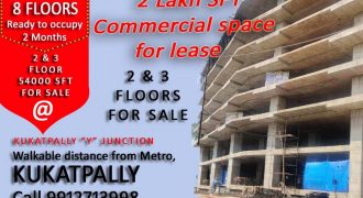 Commercial Space for Lease or Rent at Kukatpally Y Junction, Hyderabad, Telangana. Building Suitable for Hospital / Supermarket / Software Office