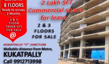 Commercial Office Space for Lease or Rent at Kukatpally Y Junction, Hyderabad, Telangana. Building Suitable for Hospital / Supermarket / Software Office