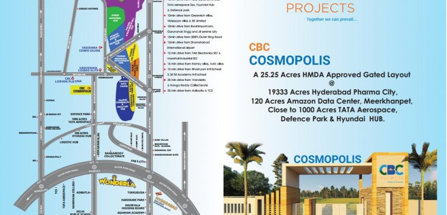 cbc cosmopolis open plots near pharmacity open plots near meerkhanpet, hyderabad
