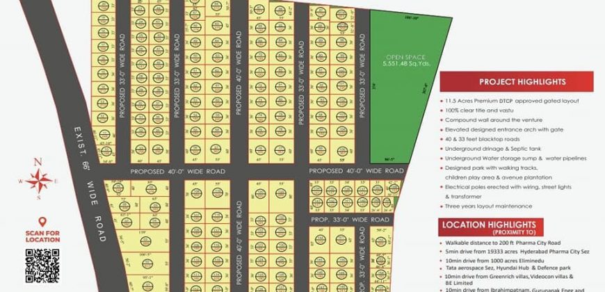 DTCP APPROVED OPEN PLOTS FOR SALE AT PHARMA CITY