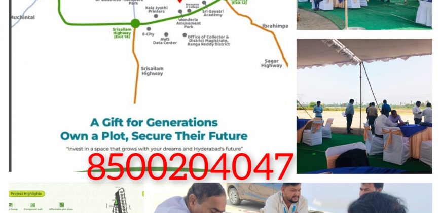 Plots for sale In Kongarakalan-Adibatla (Behind Wonderla), Inside ORR, Hyderabad – 8500204047