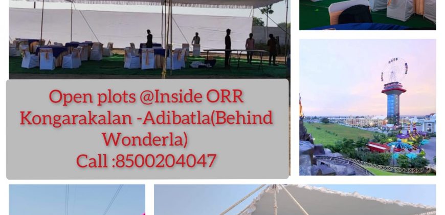 Plots for sale In Kongarakalan-Adibatla (Behind Wonderla), Inside ORR, Hyderabad – 8500204047