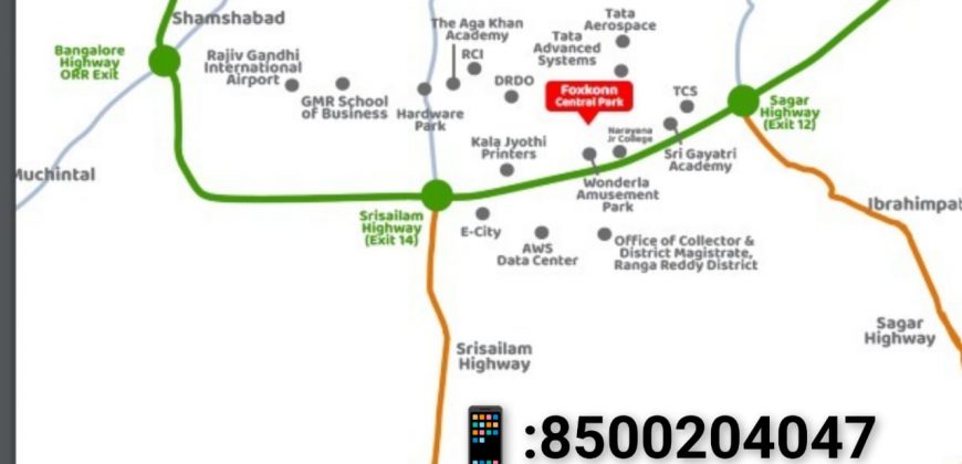 Plots for sale In Kongarakalan – Adibatlla(Behind Wonderla) – Inside ORR -Near Hyderabad – 8500204047